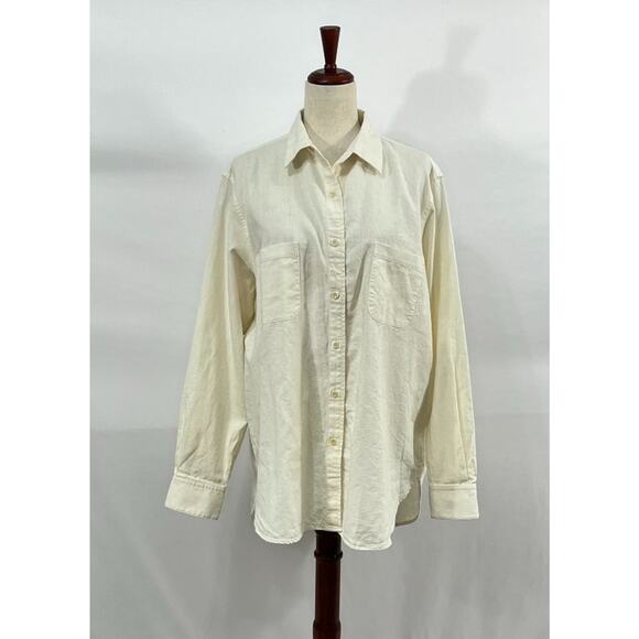 FOUR OBJECTS  Sz 5 XL White Herringbone V2 Work Shirt Top - Picture 2 of 11